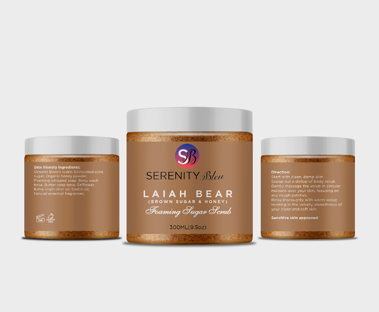 Laiah Bear Foaming Sugar Scrub (brown sugar & honey)